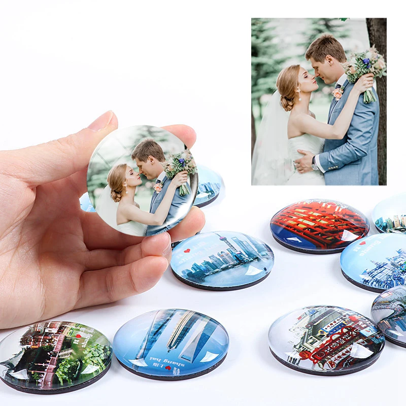 Description Picture 2 of itemCustom Photo Fridge Magnet Glass Dome Stickers Personalize Home Decor Souvenirs Gift