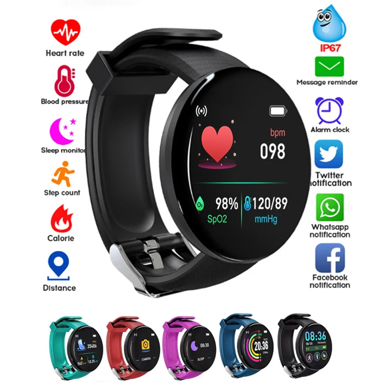 

New Smart Watch Men Women Smart Bracelet LED D18 Smartwatch Waterproof Smart Touch Screen Bracelet Wristbands relógio masculino