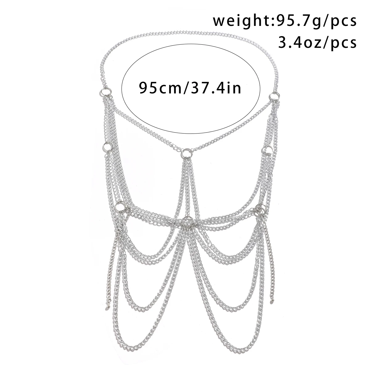 KunJoe パンク多層サークルアルミクロスチェーンホルター胸チェーン