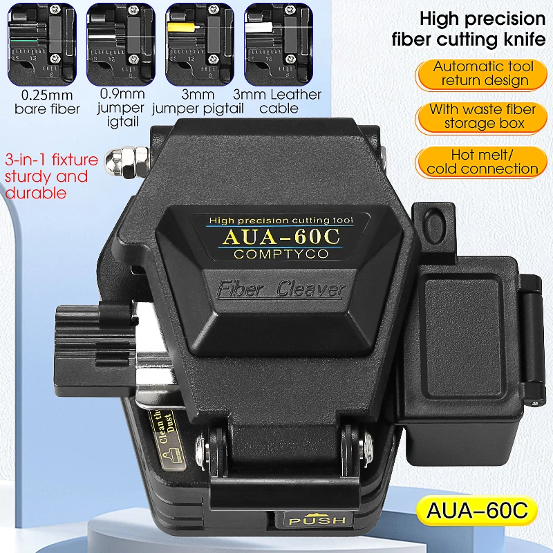 Duke Optical Fiber Cutter AUA-60C Cold Connection Hot Melt Optical Fiber Cutter Automatic Knife Return With Waste Fiber Box