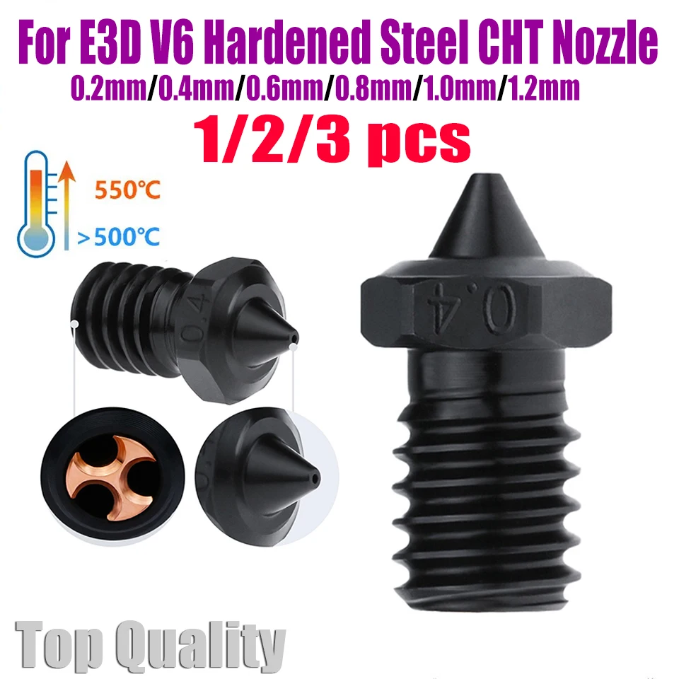 E3d V6 CHT Nozzle Hardened Steel High Quality Nozzles 3D Printer Parts 0.2 0.4 0.6 0.8 1.0mm For 1.75mm Filament E3D V6 Hotend