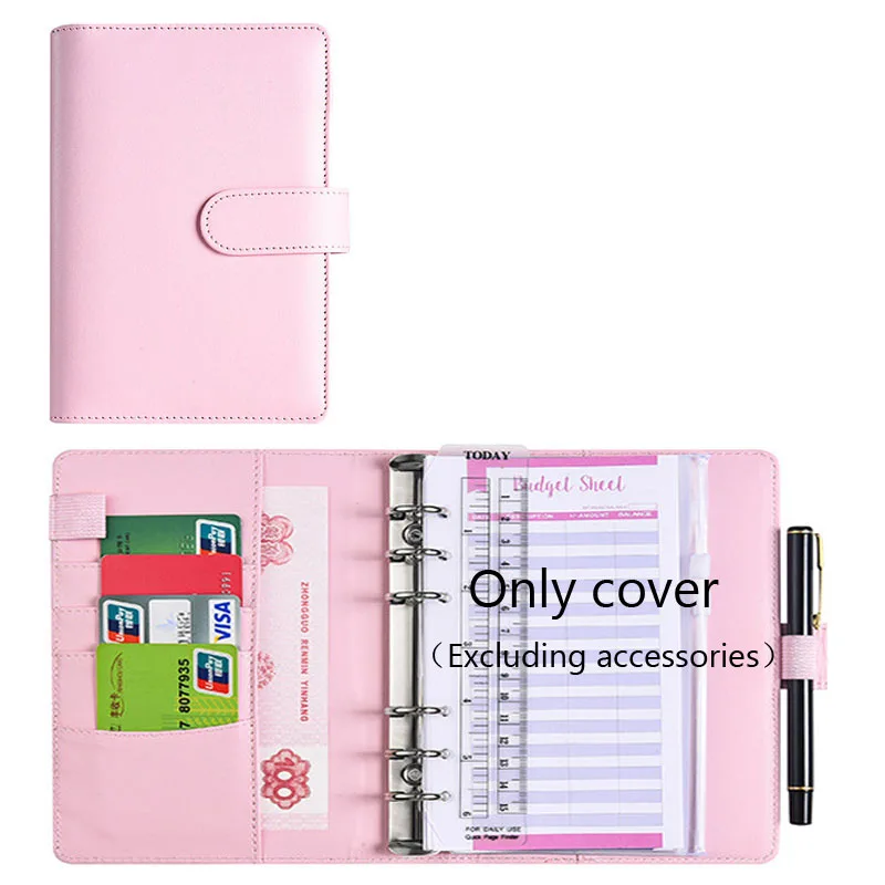 Deluxe PU Leather Budget Planner Binder with Cash Envelopes and Storage Pockets