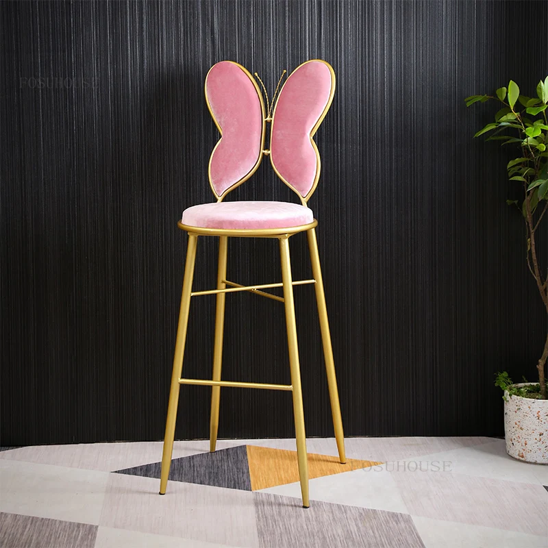 Modern Minimalist Coffee Shop Butterfly Bar Chairs Nordic Kitchen Restaurant High Stool Home Furniture Office Backrest Bar Chair