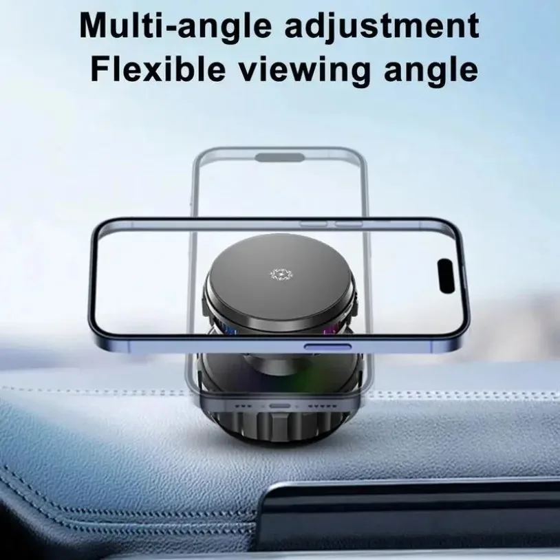 15W Magnetic Fast Wireless Charger Mobile Phone Holder Car Mount With Mood Light for Magsafe iPhone Samsung Car Charging Stand