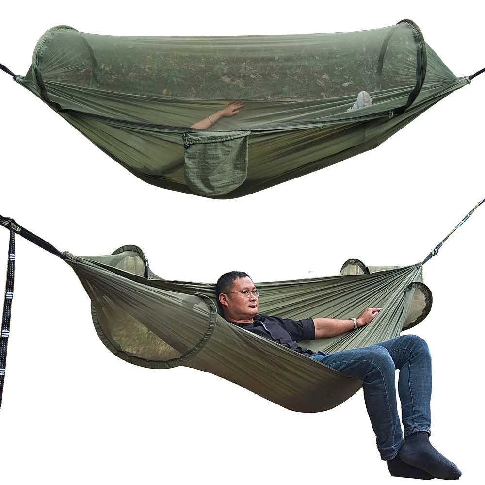 260x140cm Outdoor Double Camping Hammock with Mosquito Net and Rain Fly Tarp Lightweight Parachute Hammocks for Travel Hiking camping hammock