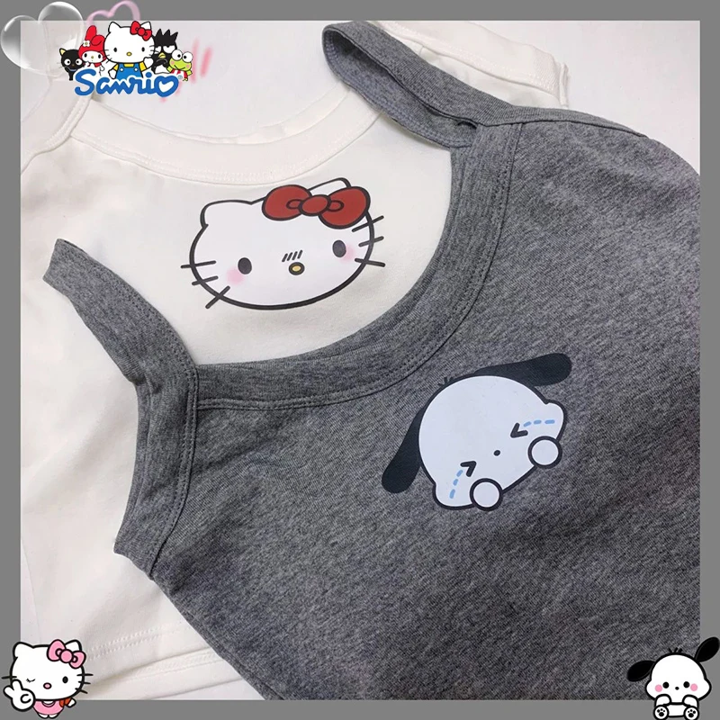 

Cute Hello Kitty Sanrio Undershirts Pochacco Kawaii Anime Cartoon Student Sweet Chest Pad Camisole Underwear Toys Girls Gifts