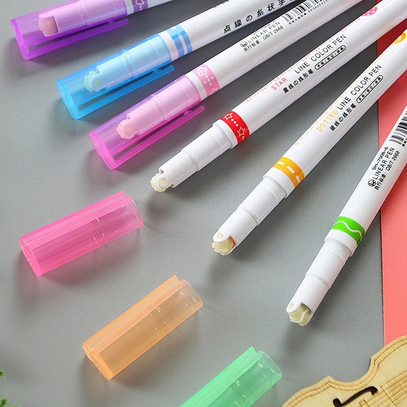 6 Colors Curve Line Marker Highlighter Pen Outline Pastel Markers Drawing  Decoration Manga Markers for Art Drawing Doodling - AliExpress