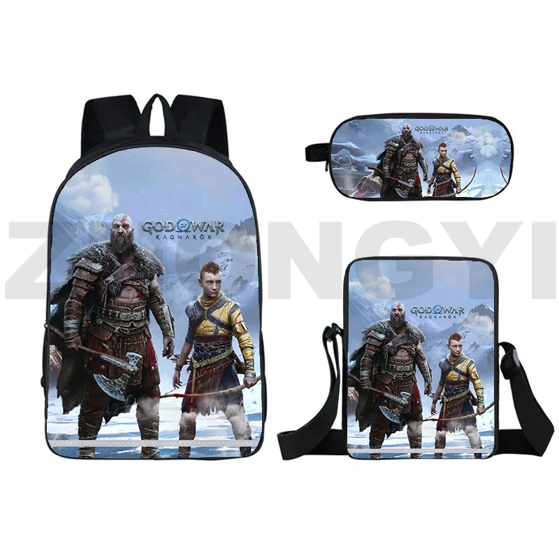 Nuovo Gioco 3D God Of War Zaini Cartoon Printing Kratos Laptop Zaino 3 In 1 Trendy Anime Mens Bookbag Outdoor Travel Packbag