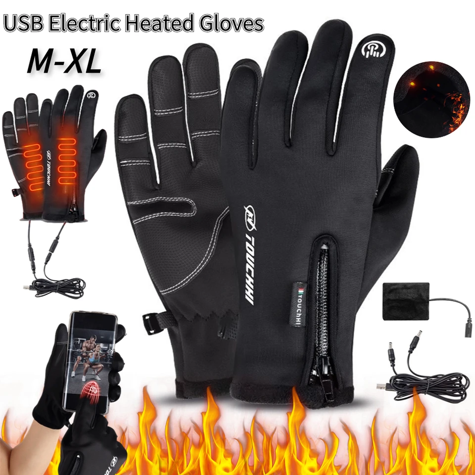 Winter Gloves Men Women Heating Warm Touchscreen Gloves USB Winter Electric  Heated Gloves Hiking Skiing Fishing Cycling Mittens - AliExpress
