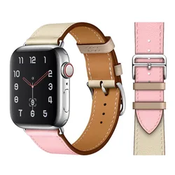 Premium Leather Watch Band - Luxury Bracelet Loop - 46 45 44 42 49mm (Rose Sakura Craie 22)