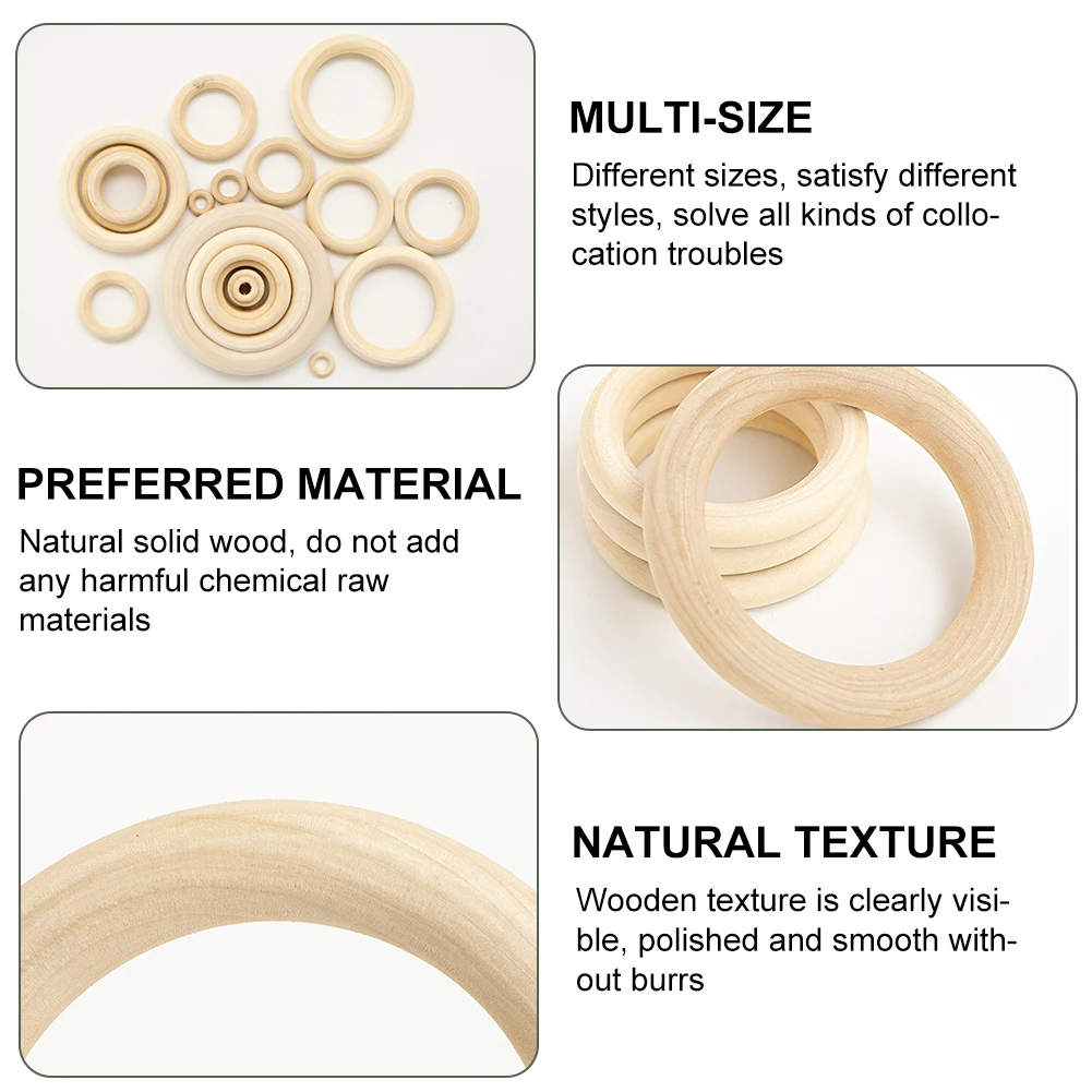Unfinished Solid Natural Wooden Teething Ring Wood Lead-Free Beads For  Ornaments Connectors Jewelry Making Macrame