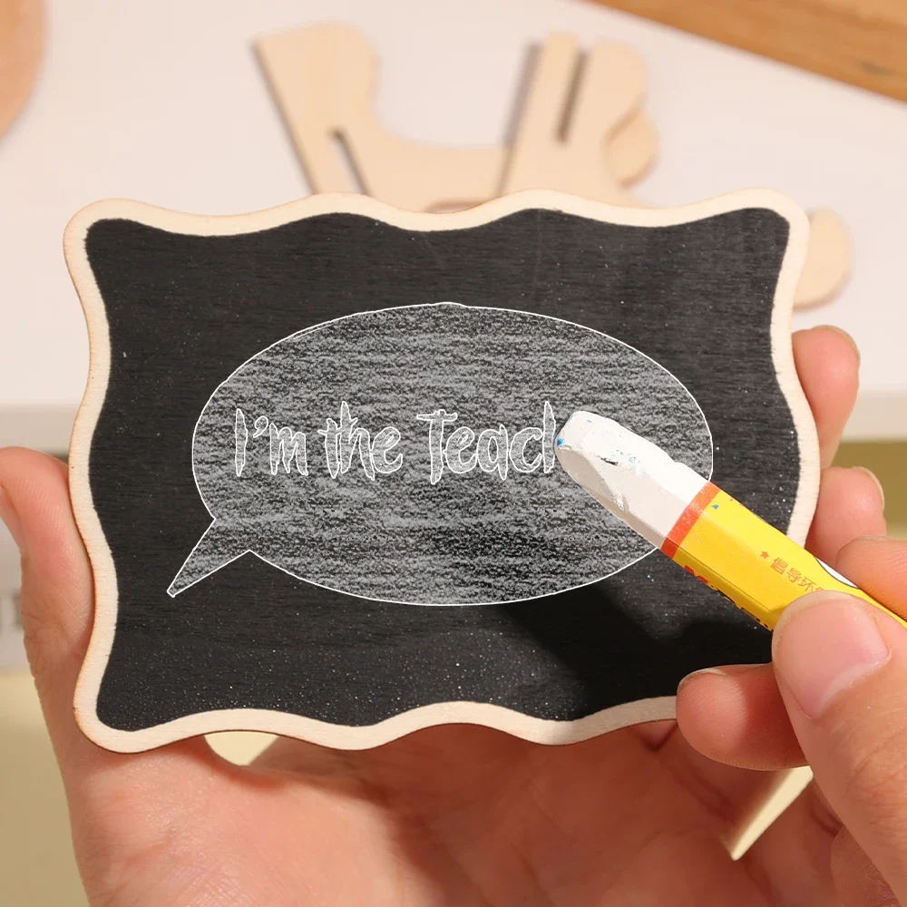 Wooden Chalkboard Wooden Blackboard Portable Wooden Blackboard Mini Boards Message Label Sign Chalkboard DIY Decoration For Birthday Wedding Home Party 1-10PCS