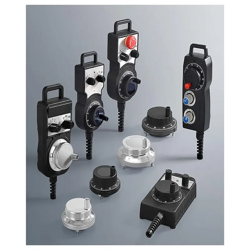 AA81-5V 6단자 CNC 수동 펄스 발생기, 80mm 핸들이 있는 100PPR 핸드휠 로터리 노브 엔코더