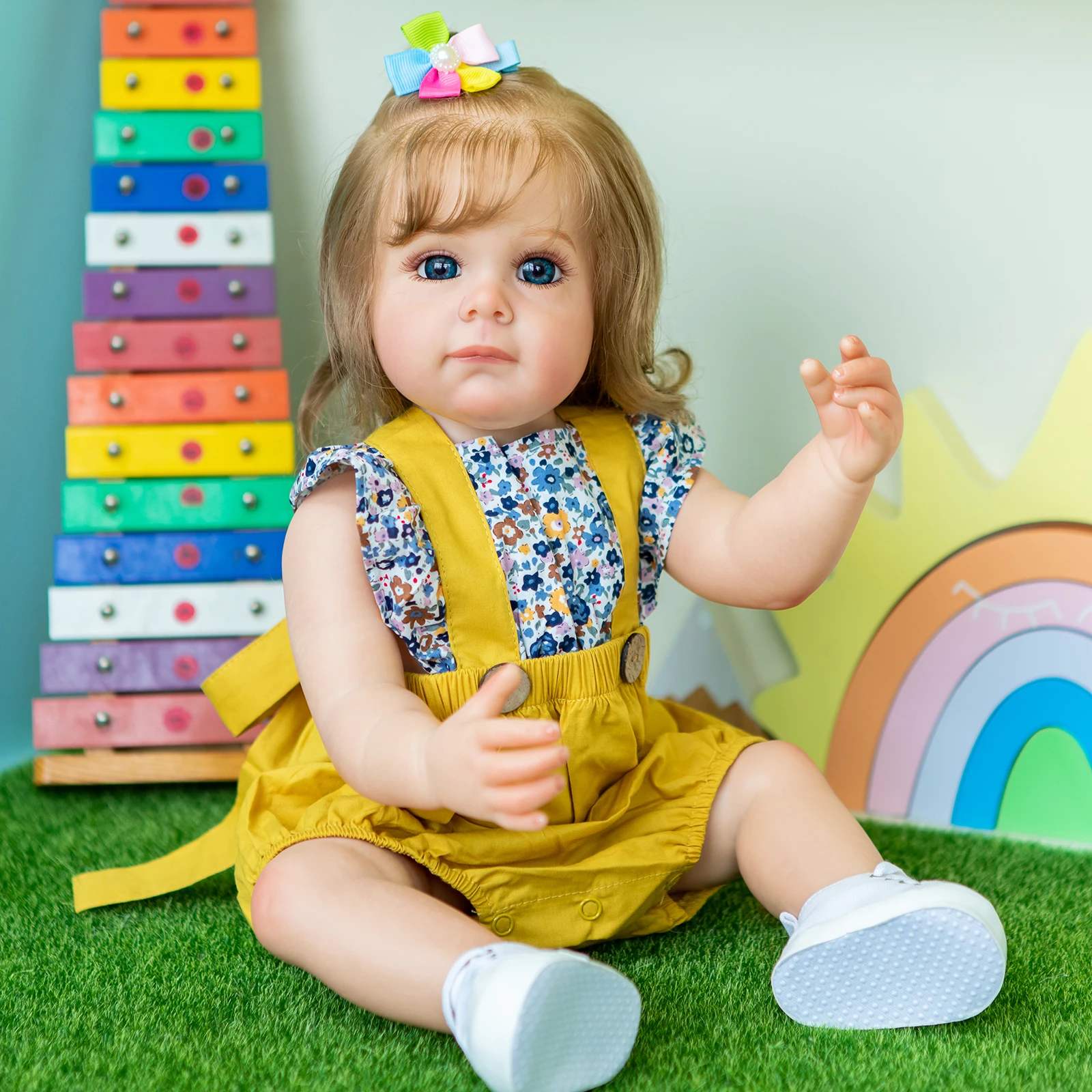 

55CM Full Body Silicone Reborn Toddler Girl Doll Princess Maggie Lifelike Soft Touch Waterproof Skin Multiple Layers Painting