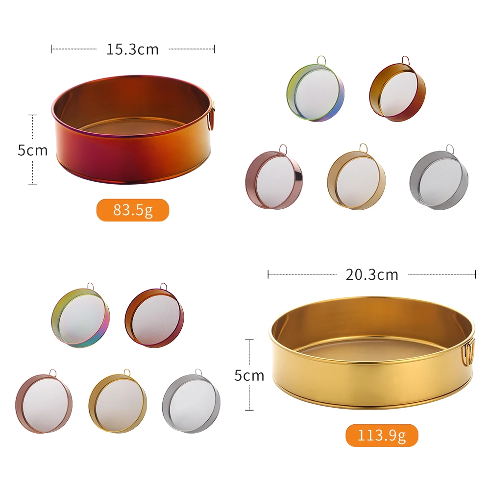 1/2 Kitchen Fine Mesh Flour Sifter Stainless Steel Round Flour Sieve Food Oil Bean Powder Filter Screen Sifter Baking Filtration