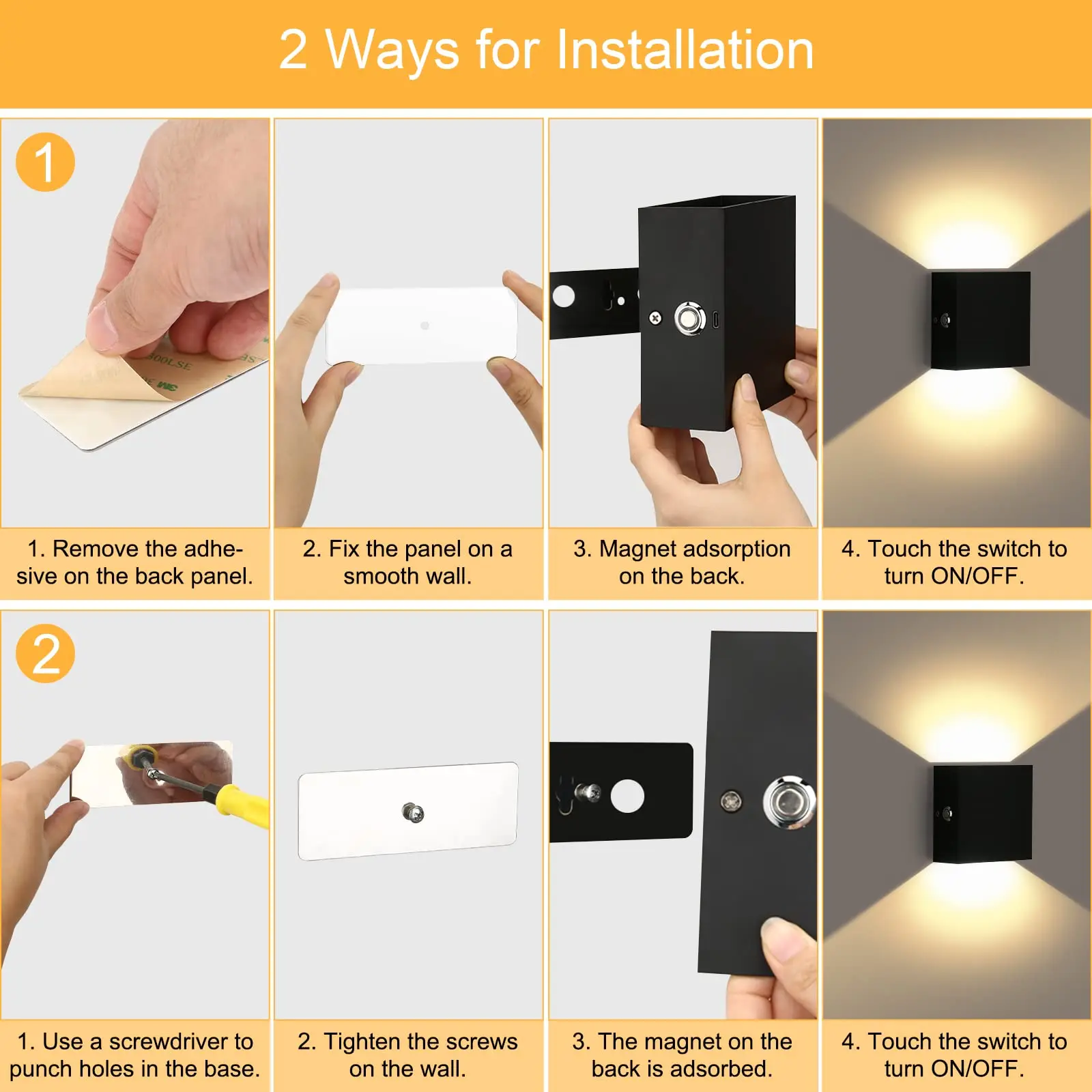LED Rechargeable Wall Light Human Body Sensor USB Cordless Wall Night Lamp for Bedside Bedroom Corridor Lights for Home motion sensor light,led light,led wall lamp,wall light