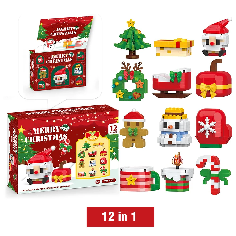 Festive Santa & Reindeer Micro Building Block Set - Christmas Puzzle Bricks
