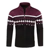 Men Fashion Casual Knitted Cardigan Zipper Warm Pullover Retro Jacquard Slim Collar Sweater Coat Street Men's Wear S-3XL 2