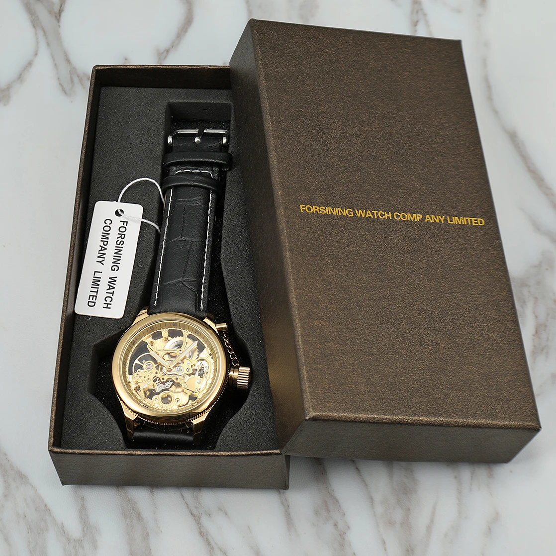 FORSINING Orologio da uomo di lusso con catena e corona, in acciaio dorato, con movimento meccanico automatico, impermeabile, da uomo_voghion.com