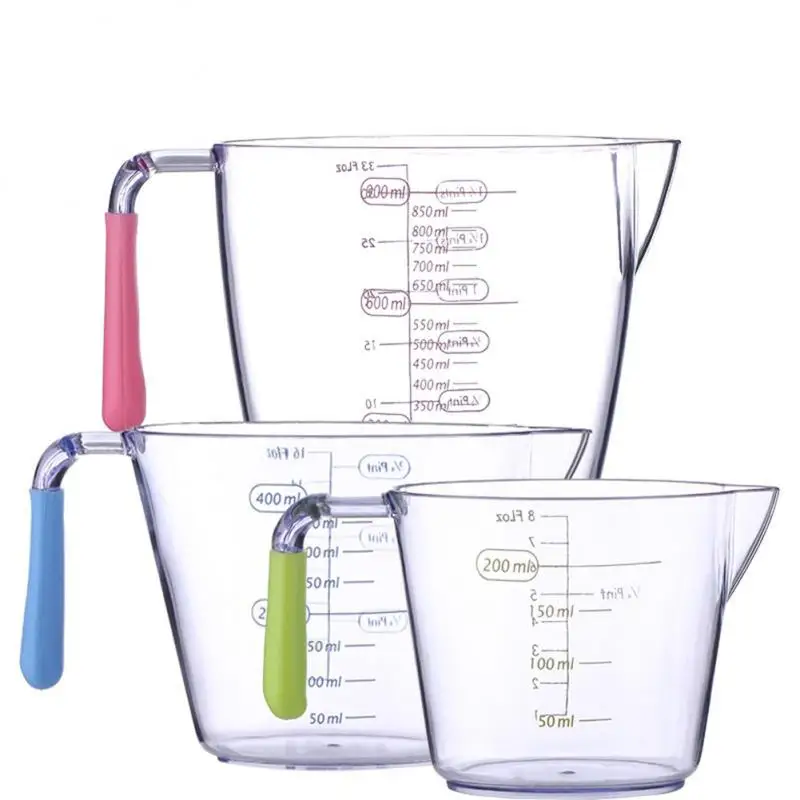 Set of 3 PS Measuring Jugs Cooks Clear Plastic Measuring Jugs Baking Cooking 