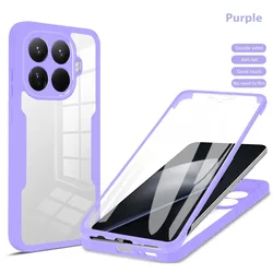 Shockproof 360° Full Body Transparent Case with Screen Protector for Xiaomi 14 Pro (Purple)