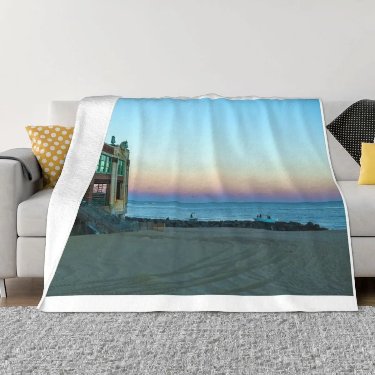 

Convention Hall at Dusk Throw Blanket Decorative Sofas Sofas manga Blankets