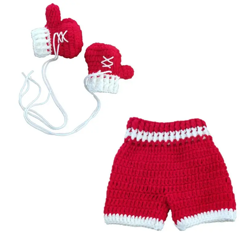 

2pcs/set 0-3month Baby Crochet Photography Props Shoot Newborn Photo Cool Boy Costumes Infant Pants Clothing Set Drop Ship