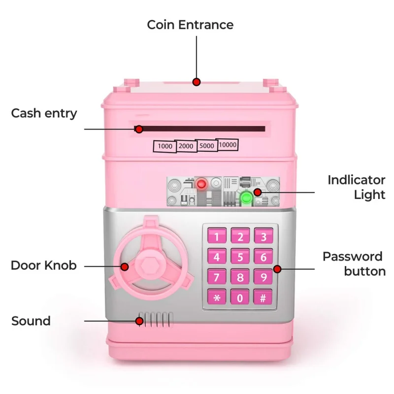 Mini ATM Machine Electronic Piggy Bank Safe Box Money Boxes For Children Digital Coins Cash Saving Safe Deposit Kid Xmas Gifts 2