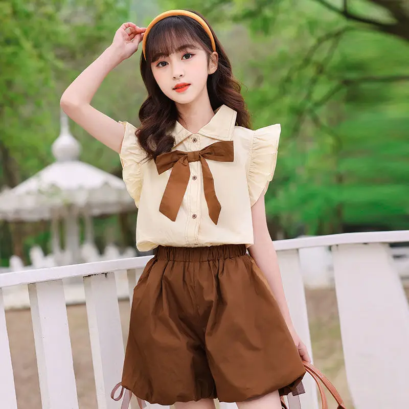 

Girls Summer Shirt Set 2024 New Fashion Children's Shorts Casual Two Piece Set Kids Clothes Girls 6 5 4 3 10 12 Years Old baby