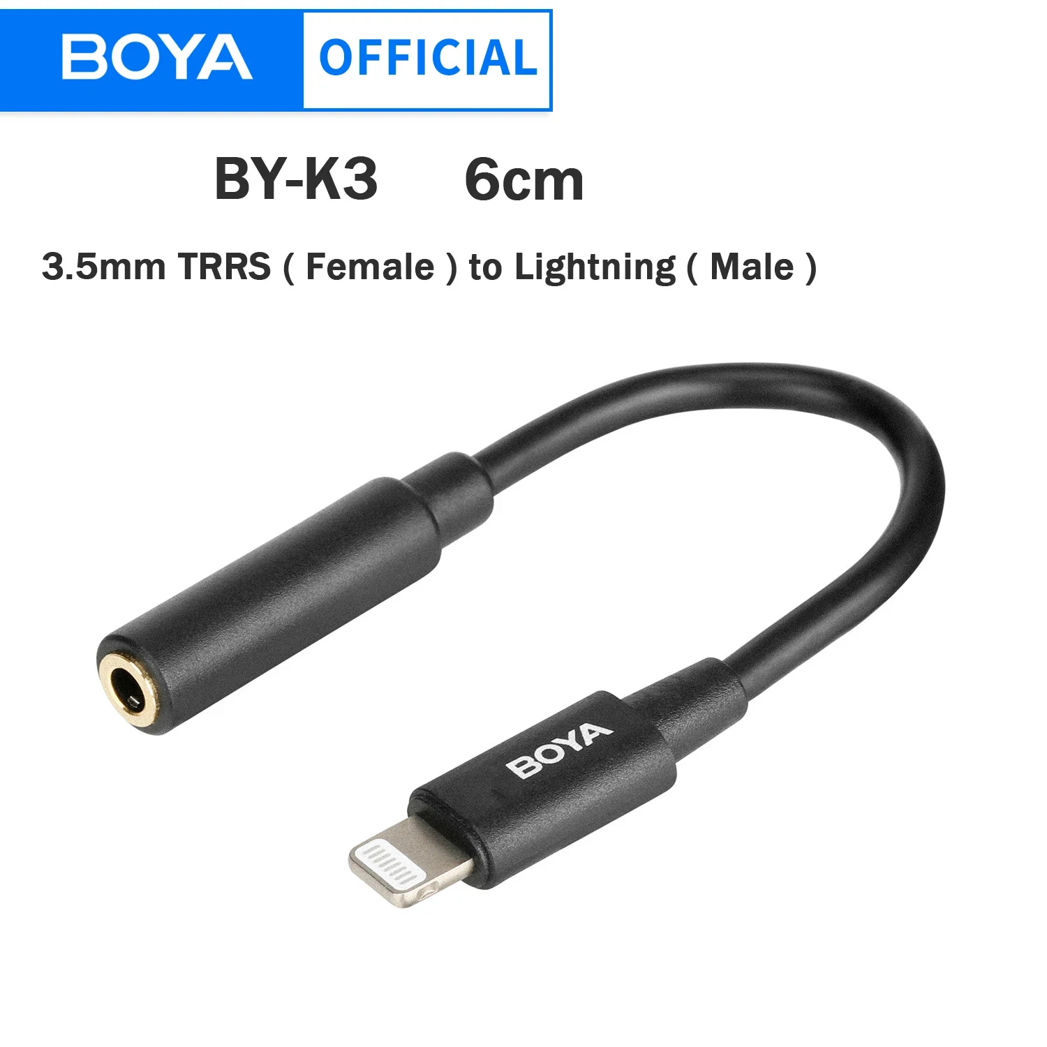 BOYA BY-K3 Audio Adapter Cable TRRS Female to Apple
