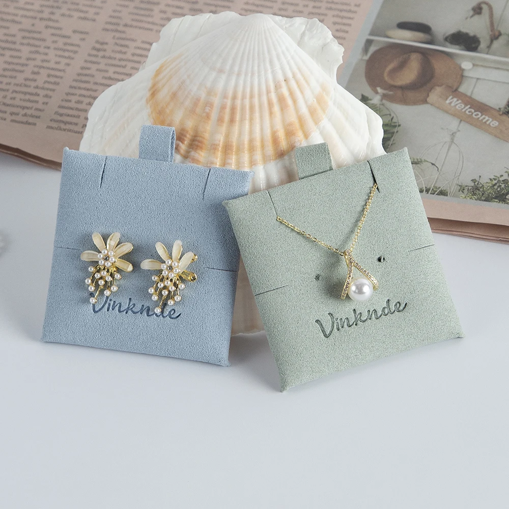 Custom Microfiber Jewelry package Insert Card Embossed Logo Printed Small Stud Earrings Necklace Packaging Display Card Pads