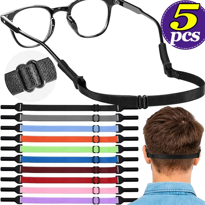 Corda elástica de silicone para crianças e adultos, óculos Strap, antiderrapante Anti Drop, Fixer Glasses Cord, Change Size, Sport Eyewear, 1 5Pcs