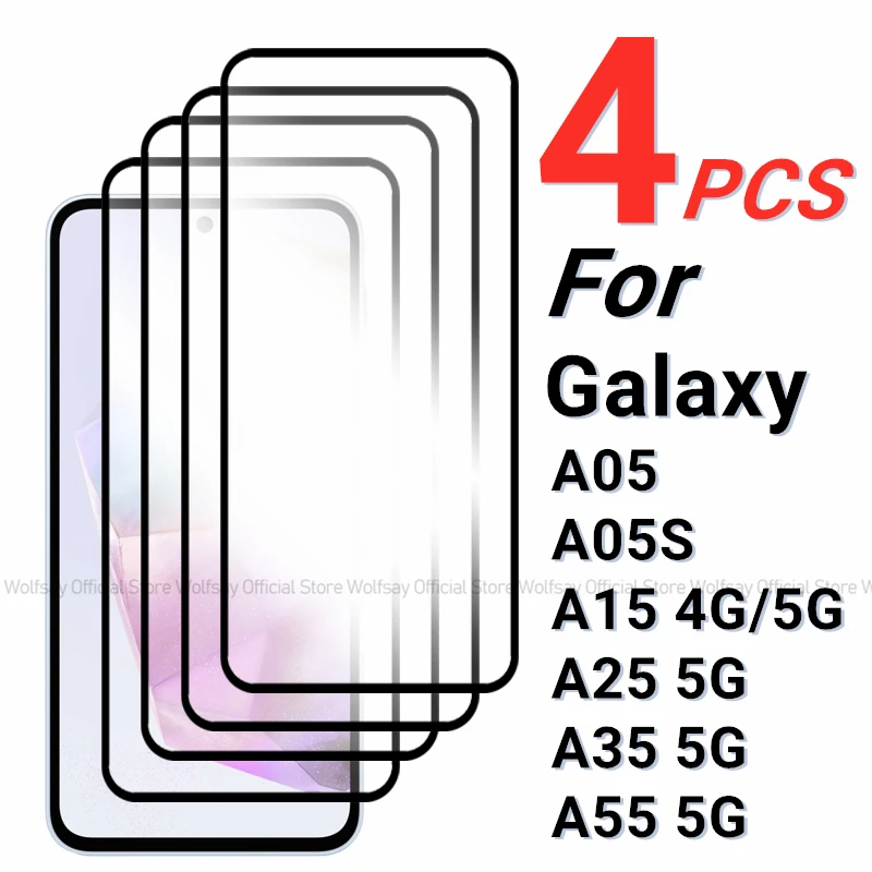 2/4PCS Szkło hartowane do Samsung Galaxy A35 Screen Protector Samsung Galaxy A05S A15 A25 A35 A55 5G Full Glue Glass Protector