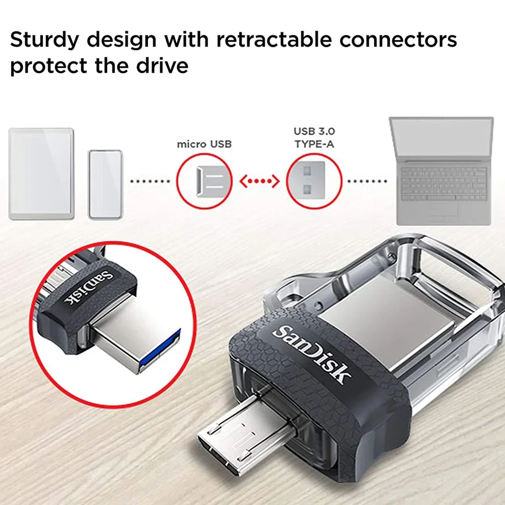 Clé USB OTG SANDISK Dual Ultra V2 - USB 3.0 / Micro-USB - 64 GB