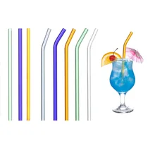 High Borosilicate Glass Straws Eco Friendly Reusable Drinking Straw for Smoothies Cocktails Bar Accessories Straws with Brushes