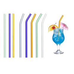 High Borosilicate Glass Straws Eco Friendly Reusable Drinking Straw for Smoothies Cocktails Bar Accessories Straws with Brushes