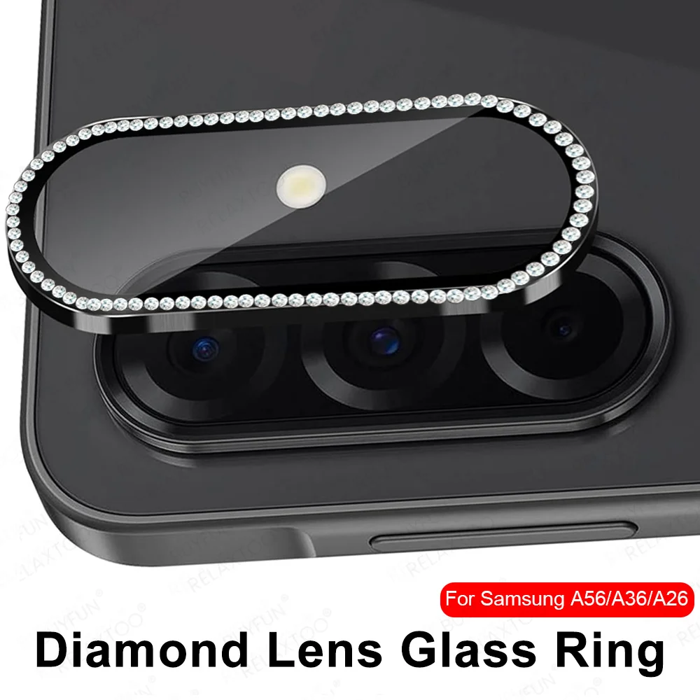 Diamond Camera Screen Protector with 9H Tempered Glass and Metal Lens Cap
