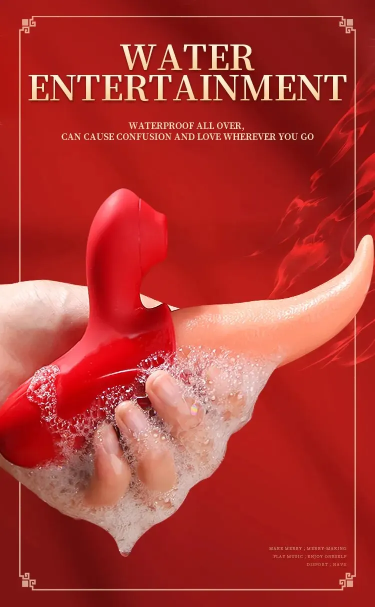 Realistic Licking Tongue Rose Vibrator for Women 7 Speeds Nipples Clitoral Stimulation Sucking Sex Toys for Adult Female Couples