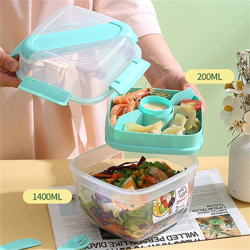 Bicchieri Per Insalata Portatili - 2 Pezzi Con Forchetta E Contenitore, Senza BPA - Foto 2