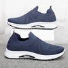 Solid Fashion Knitting Casual Shoes Men Super Light Breathable Stretch Socks Shoes Sneakers Slip On Tenis Masculino Black Zapato 1