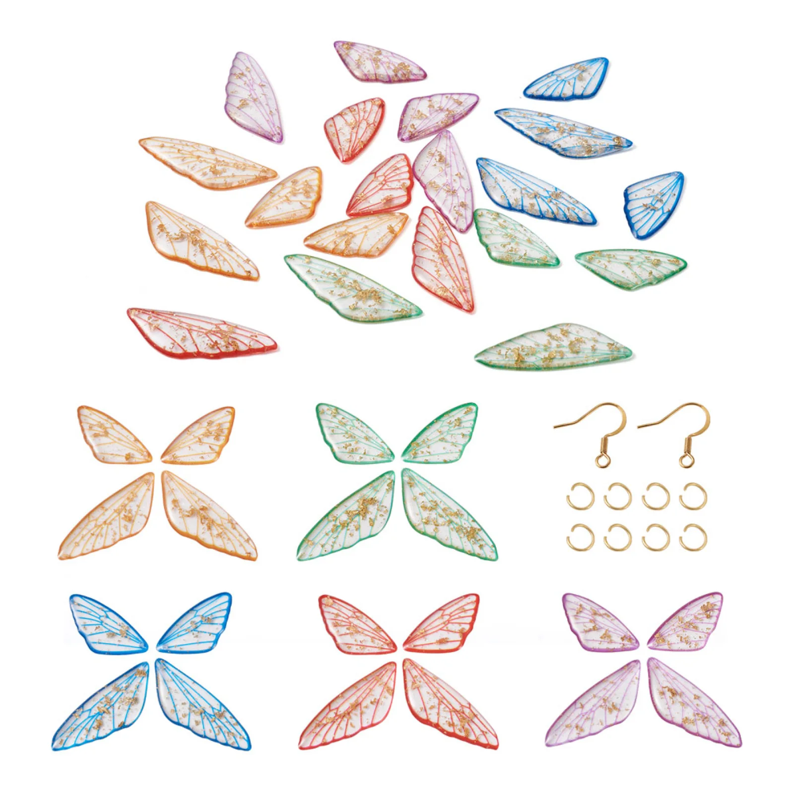 20pcs Butterfly Dangle Earring Kits with Resin Wings Charms Hook Jump Rings for Women DIY Earrings Jewelry Making Accessories