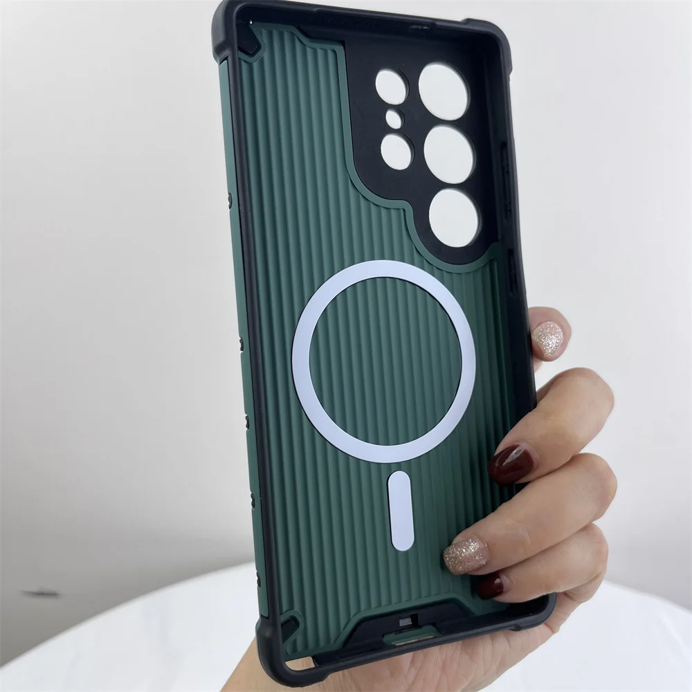Luxury Armor Anti-Fall Magnetic Case - Shockproof Matte Wireless Charging Cover