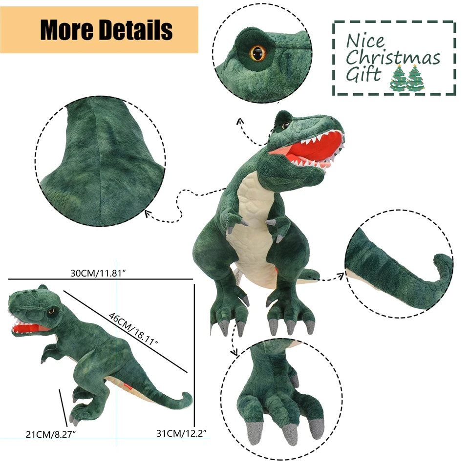 Tレックス-恐竜のぬいぐるみ、18インチ、18インチ、男の子と女の子の