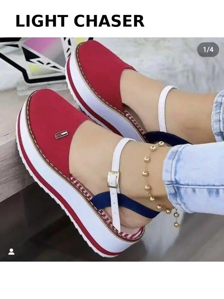 Summer New Thick-soled Women's Sandals Baotou Women's Wedge Heel Women's Shoes Sports Casual Spring And Autumn Single Shoes 43