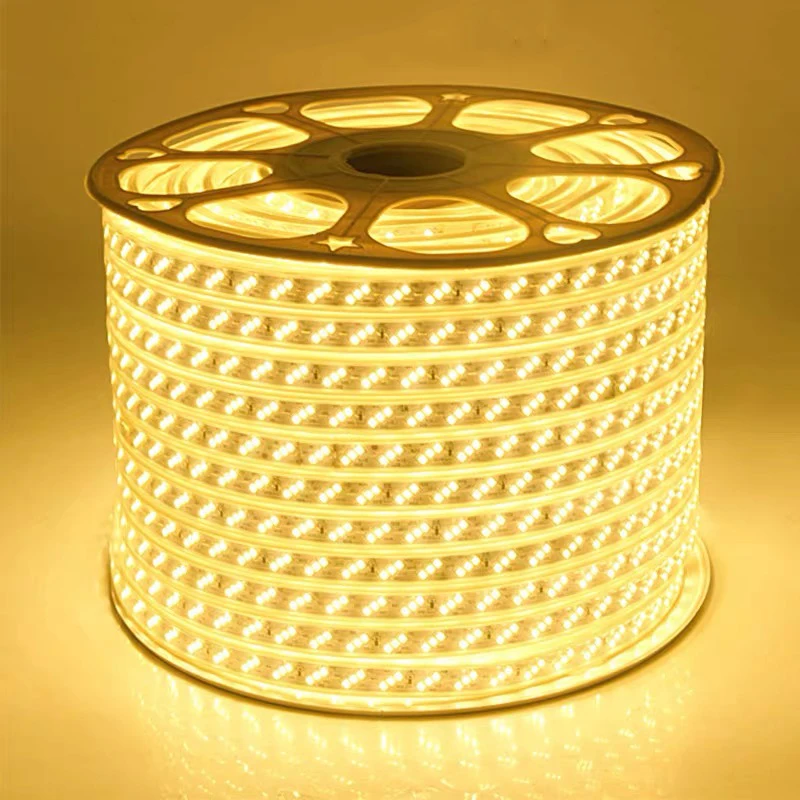 Tira de LED de 220 V, 2835, de alto brillo, resistente al agua, con enchufe europeo para iluminación del hogar, habitación y jardín