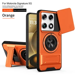 Motorola Signature Series 5G Magnetic Armor Case with Foldable Holder and Camera Protection - Motorola Signature (SJia - Orange)