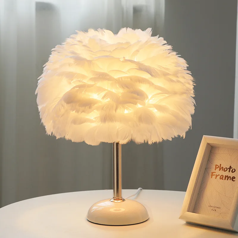 

Nordic Ceramics Feather Desk Lamp Ice Crack Bedroom Bedside Lamp American Style Light Romantic Nightlight Home Christmas Decor