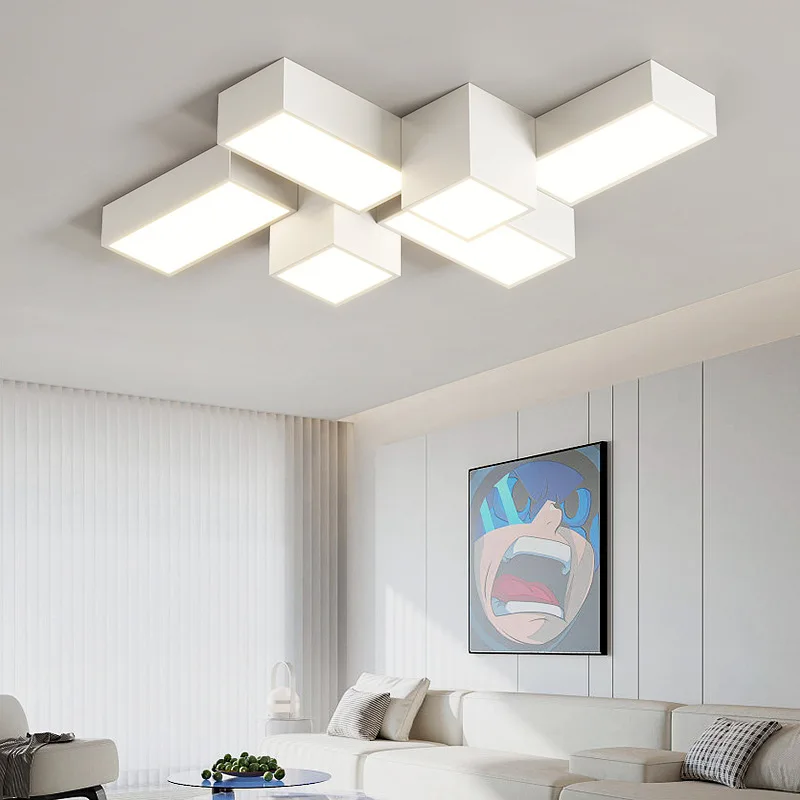 Moderní minimalistické čtverec LED strop lampa kreativní geometrie žití pokoj lehký domácí dekorace osvětlení stmívatelné ložnice lamp příslušenství