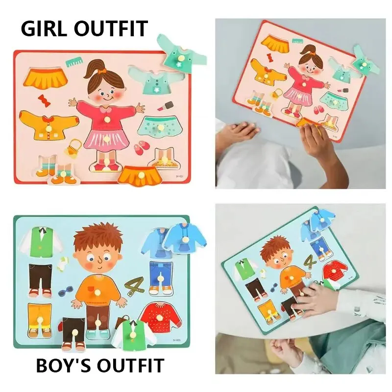 Montessori Educational Learning Puzzle SetDress Up Toy Early Learning Educational Toy Pretend Play Set for Girls 2