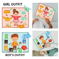 Montessori Educational Learning Puzzle SetDress Up Toy Early Learning Educational Toy Pretend Play Set for Girls 2
